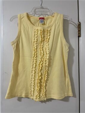GAS butter yellow cotton Y2K ruffle tank top